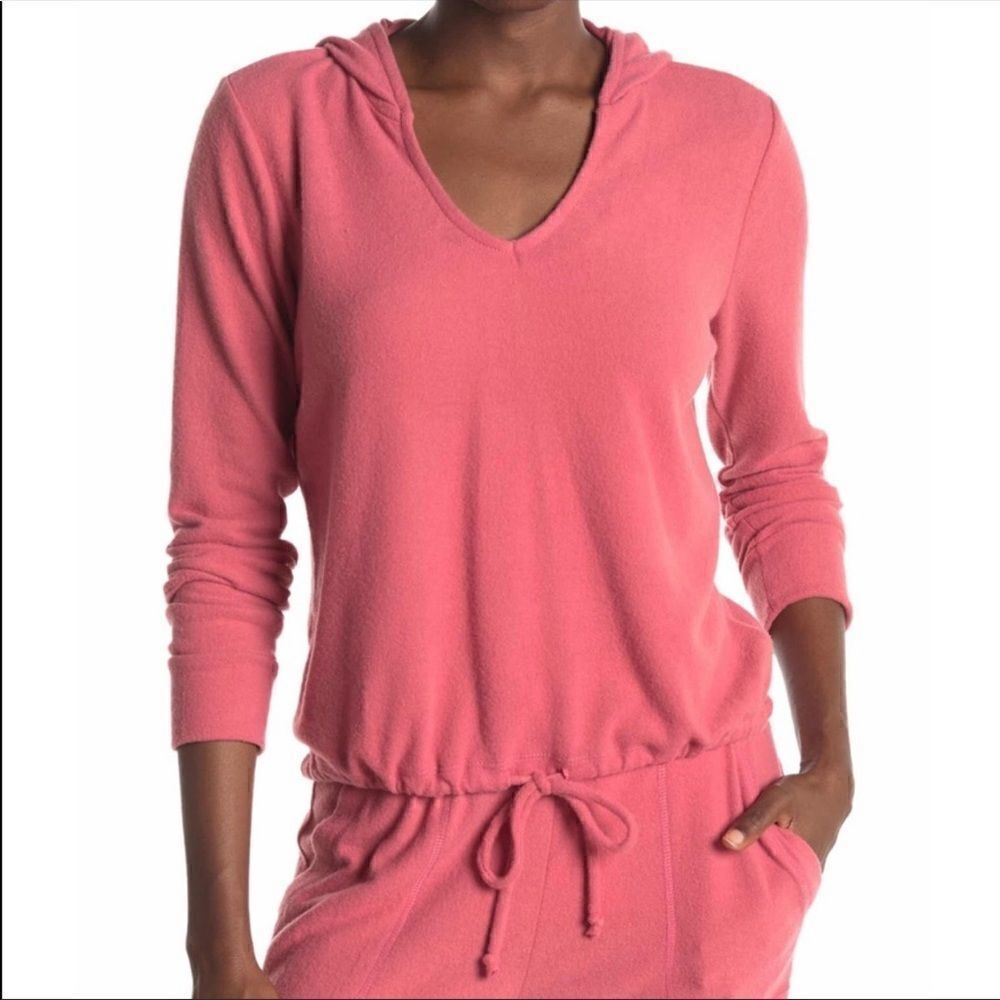 NWT Hooded Pullover Drawstring Waist Size M Mauve/Rose